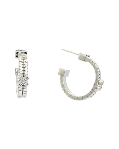 Meshmerise 18k Over Silver 0.03 Ct. Tw. Diamond Earrings In Metallic