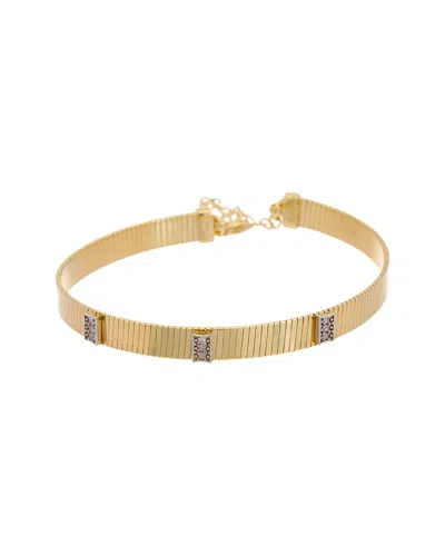 Meshmerise 18k Over Silver 0.05 Ct. Tw. Diamond Bangle Bracelet In Gold