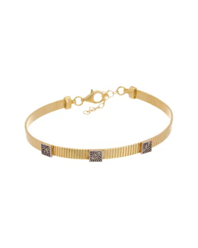 Meshmerise 18k Over Silver 0.05 Ct. Tw. Diamond Bangle Bracelet In Gold