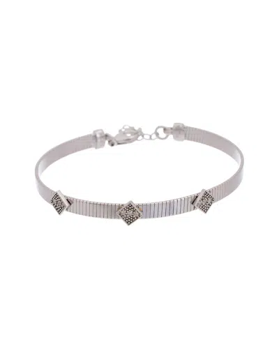 Meshmerise 18k Over Silver 0.05 Ct. Tw. Diamond Bangle Bracelet