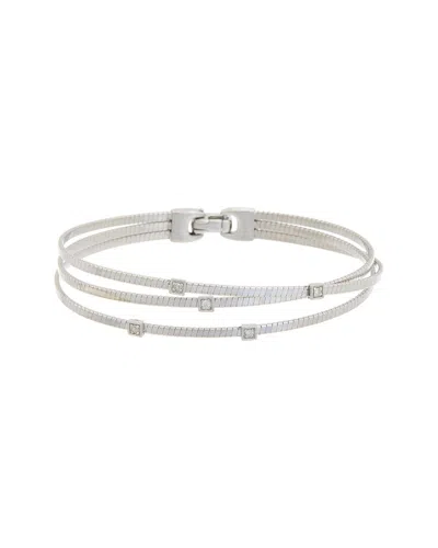 Meshmerise 18k Over Silver 0.05 Ct. Tw. Diamond Goose Bangle Bracelet In Metallic