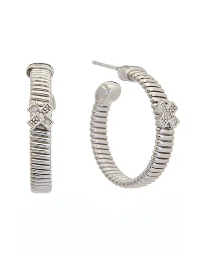 Meshmerise 18k Over Silver 0.06 Ct. Tw. Diamond Earrings In Metallic
