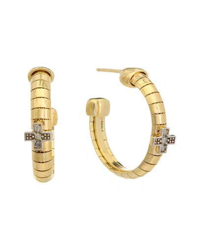 MESHMERISE MESHMERISE 18K OVER SILVER 0.06 CT. TW. DIAMOND EARRINGS