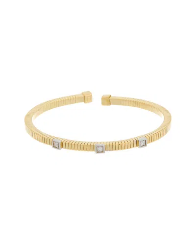 Meshmerise 18k Over Silver 0.06 Ct. Tw. Diamond Goose Bangle Bracelet In Gold