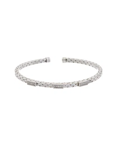 Meshmerise 18k Over Silver 0.08 Ct. Tw. Diamond Bangle Bracelet In White