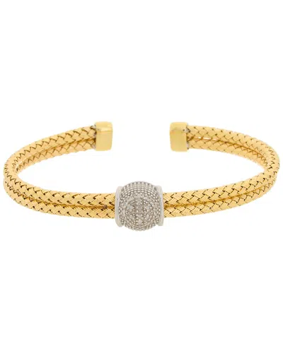 MESHMERISE MESHMERISE 18K OVER SILVER 0.1 CT. TW. DIAMOND MESH BANGLE