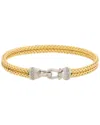 Meshmerise 18k Over Silver 0.1 Ct. Tw. Diamond Mesh Bangle In Gold