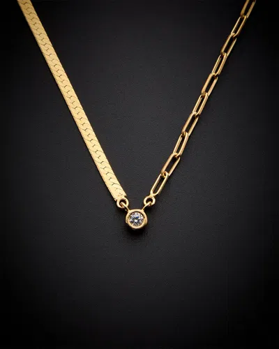 Meshmerise 18k Over Silver 0.1 Ct. Tw. Diamond Necklace In Gold