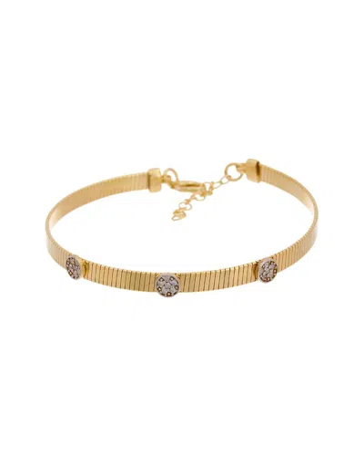 Meshmerise 18k Over Silver 0.10 Ct. Tw. Diamond Bangle Bracelet In Gold