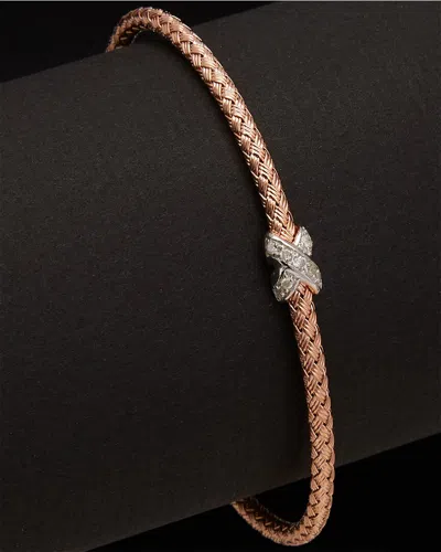 Meshmerise 18k Over Silver 0.10 Ct. Tw. Diamond Bangle Bracelet In Gold