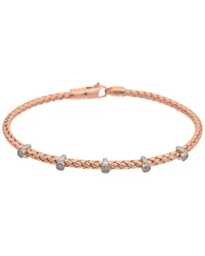 Meshmerise 18k Over Silver 0.10 Ct. Tw. Diamond Bangle Bracelet In Pink