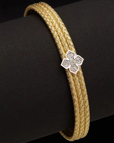 MESHMERISE MESHMERISE 18K OVER SILVER 0.12 CT. TW. DIAMOND BANGLE BRACELET