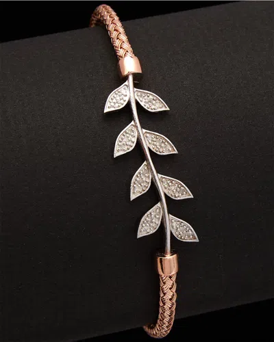 Meshmerise 18k Over Silver 0.12 Ct. Tw. Diamond Bangle Bracelet In Gold