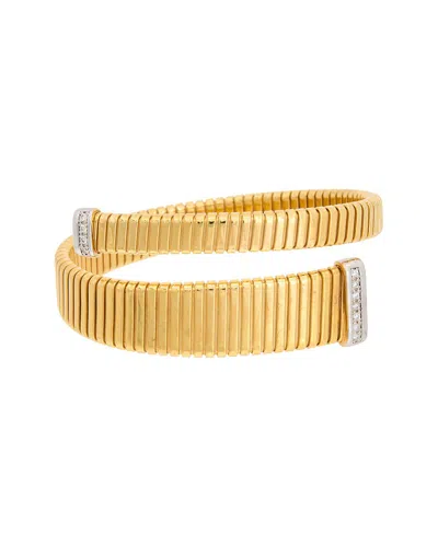 Meshmerise 18k Over Silver 0.12 Ct. Tw. Diamond Bangle In Gold