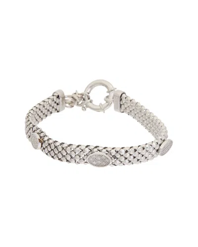 Meshmerise 18k Over Silver 0.12 Ct. Tw. Diamond Bracelet In Metallic