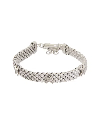 Meshmerise 18k Over Silver 0.12 Ct. Tw. Diamond Bracelet In Metallic