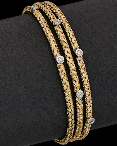 Meshmerise 18k Over Silver 0.12 Ct. Tw. Diamond Bracelet In Gold