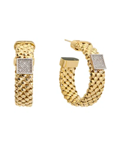 Meshmerise 18k Over Silver 0.12 Ct. Tw. Diamond Earrings In Gold