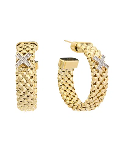 Meshmerise 18k Over Silver 0.12 Ct. Tw. Diamond Earrings In Yellow Gold