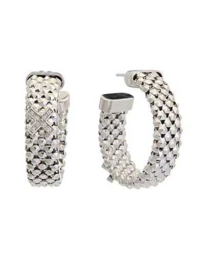 Meshmerise 18k Over Silver 0.12 Ct. Tw. Diamond Earrings In Metallic