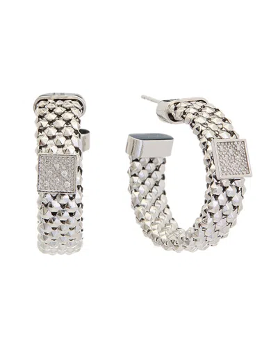 Meshmerise 18k Over Silver 0.12 Ct. Tw. Diamond Earrings In Metallic
