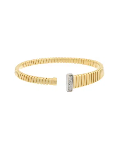 Meshmerise 18k Over Silver 0.12 Ct. Tw. Diamond Goose Bangle Bracelet In Gold