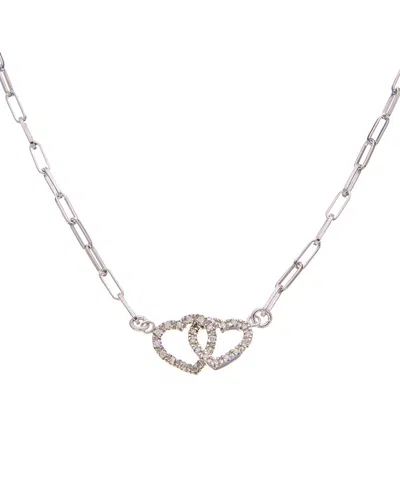 Meshmerise 18k Over Silver 0.12 Ct. Tw. Diamond Necklace In Metallic