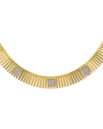 Meshmerise 18k Over Silver 0.12 Ct. Tw. Lab-grown Diamond Necklace In Gold