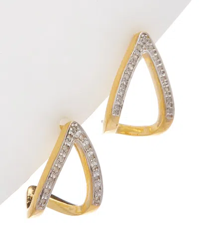 Meshmerise 18k Over Silver 0.15-0.18 Ct. Tw. Diamond Earrings In Yellow