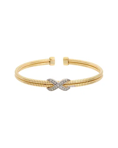 Meshmerise 18k Over Silver 0.15 Ct. Tw. Diamond Bangle Bracelet In Gold