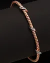 Meshmerise 18k Over Silver 0.15 Ct. Tw. Diamond Bangle Bracelet In Gold