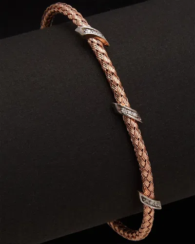 Meshmerise 18k Over Silver 0.15 Ct. Tw. Diamond Bangle Bracelet In Gold