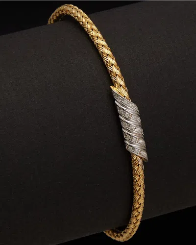 Meshmerise 18k Over Silver 0.15 Ct. Tw. Diamond Bangle Bracelet In Multi