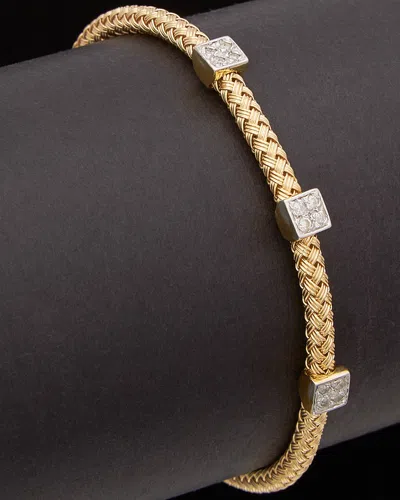 Meshmerise 18k Over Silver 0.15 Ct. Tw. Diamond Bangle In Gold