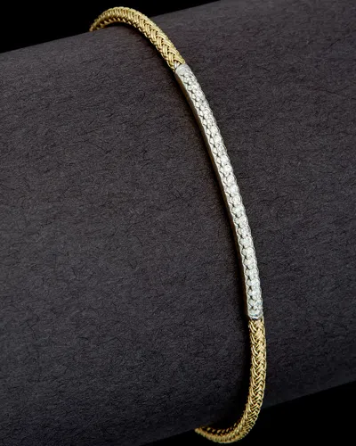 Meshmerise 18k Over Silver 0.15 Ct. Tw. Diamond Cuff In Gold