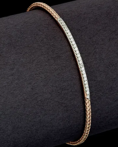 Meshmerise 18k Over Silver 0.15 Ct. Tw. Diamond Cuff In Neutral