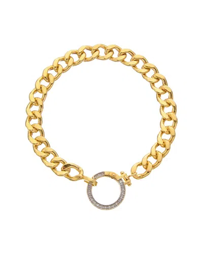 Meshmerise 18k Over Silver 0.15 Ct. Tw. Diamond Curb Chain Bracelet In Brown