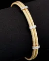 Meshmerise 18k Over Silver 0.15 Ct. Tw. Diamond Double Row Twisted Cable Bangle Bracelet