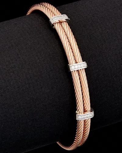 Meshmerise 18k Over Silver 0.15 Ct. Tw. Diamond Double Row Twisted Cable Bangle Bracelet