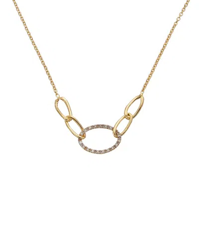 Meshmerise 18k Over Silver 0.15 Ct. Tw. Diamond Link Necklace In Yellow