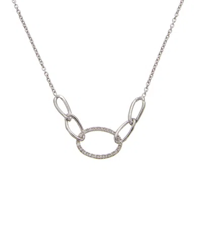Meshmerise 18k Over Silver 0.15 Ct. Tw. Diamond Link Necklace In White