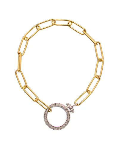 MESHMERISE MESHMERISE 18K OVER SILVER 0.15 CT. TW. DIAMOND LINK TOGGLE BRACELET