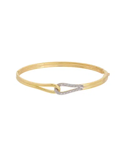 MESHMERISE MESHMERISE 18K OVER SILVER 0.15 CT. TW. DIAMOND MESH BANGLE BRACELET