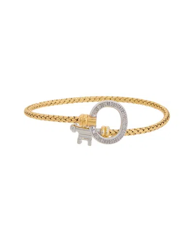 Meshmerise 18k Over Silver 0.15 Ct. Tw. Diamond Mesh Bangle Bracelet In Gold