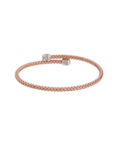 Meshmerise 18k Over Silver 0.15 Ct. Tw. Diamond Mesh Bangle Bracelet In Pink