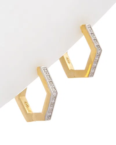 Meshmerise 18k Over Silver 0.15-0.18 Ct. Tw. Diamond Earrings In Orange