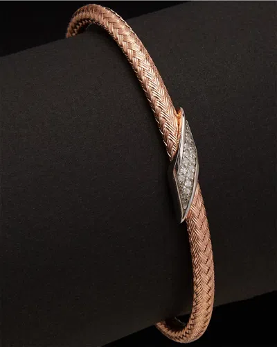Meshmerise 18k Over Silver 0.16 Ct. Tw. Diamond Bangle Bracelet In Gold