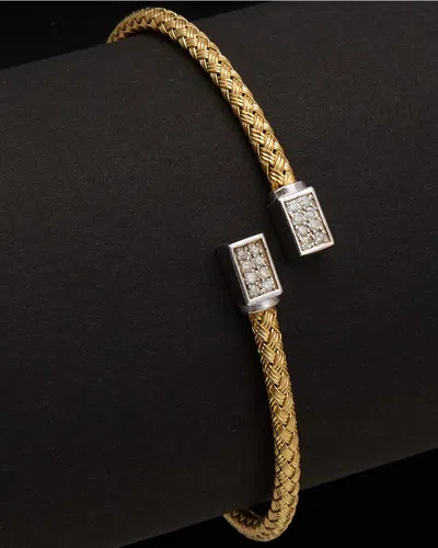 Meshmerise 18k Over Silver 0.16 Ct. Tw. Diamond Bangle Bracelet In Gold