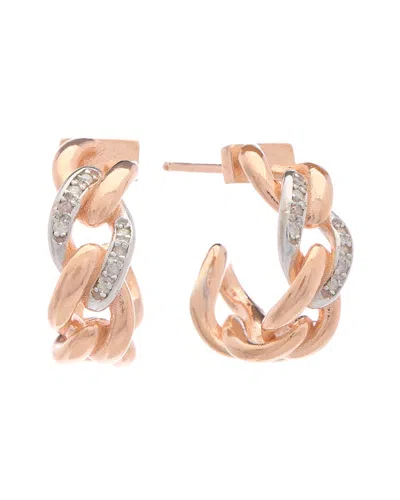 MESHMERISE 18K OVER SILVER 0.16 CT. TW. DIAMOND HOOPS