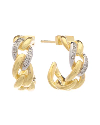 Meshmerise 18k Over Silver 0.16 Ct. Tw. Diamond Hoops In Yellow